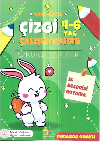 Okul Öncesi Çizgi Çalışmaları ve El Becerisi Boyama, 4-6 Yaş Çocuklar için Gelişim Aktiviteleri ürün görseli 1