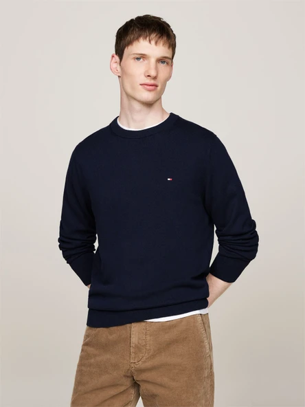 Tommy Hilfiger   PIMA ORG CTN CASHMERE CREW NECK Erkek Mavi Kazak - MW0MW28046 ürün görseli 1
