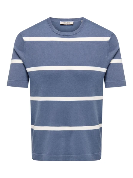 Only & Sons   ONSWYLER LIFE REG 14 SS STRIPED KNIT Erkek Mavi Kazak - OS22032764 ürün görseli 1