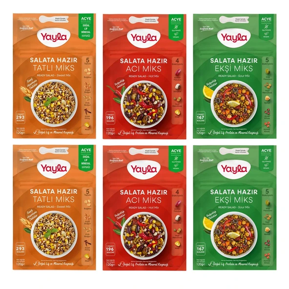 Yayla Hazır Salata Mix 120 gr Acı-Tatlı-Ekşi 6 lı Karma Paket ürün görseli 1