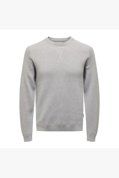 Only & Sons   ONSPIN REG 12 SOLID CREW KNIT Erkek Gri Kazak - 22027590 ürün görseli 1