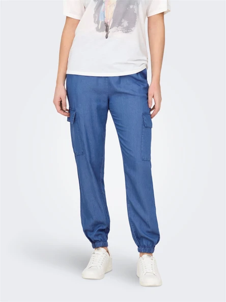Only   ONLCHARIS LIFE HW PB CARGO PANT CC WVN Kadın Mavi Pantolon - 15338316 ürün görseli 1