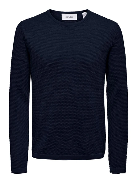 Only & Sons   ONSPANTER REG 12 STRUC CREW KNIT NOOS Erkek Mavi Kazak - 22016980 ürün görseli 1