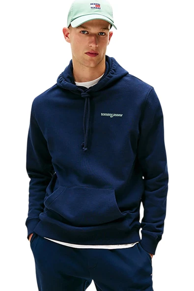 Tommy Hilfiger   TJM REG BLUR SCRPT BCK HOOD EXT Erkek Mavi Kazak - DM0DM22112 ürün görseli 1