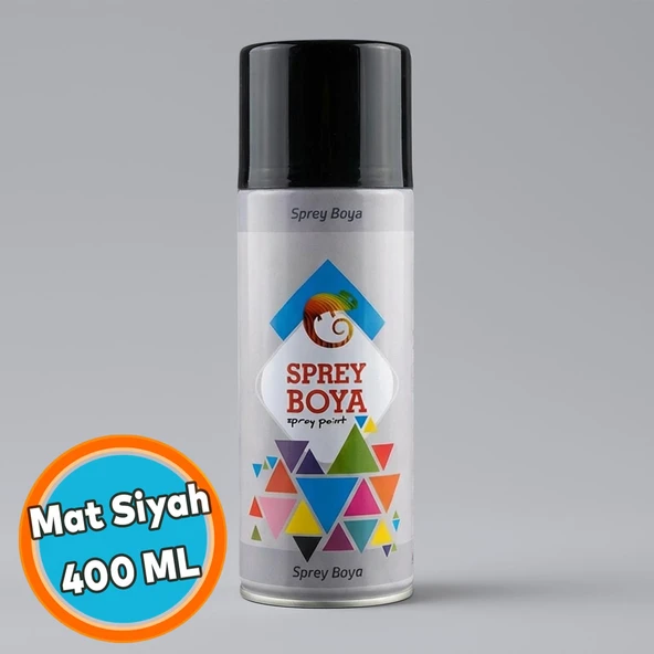 Sprey Boya MAT SİYAH 400 ml Metal Ahşap Beton Yüzeylere Uygun Hobi Dekoratif Amaçlı Sprey Boya ürün görseli 1