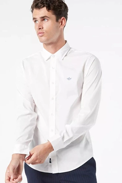 Dockers   REFINED POPLIN PAPER WHITE Erkek Yeşil UK Gömlek - 28836 ürün görseli 1