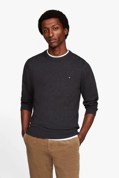 Tommy Hilfiger   PIMA ORG CTN CASHMERE CREW NECK Erkek Gri Kazak - MW0MW28046 ürün görseli 1