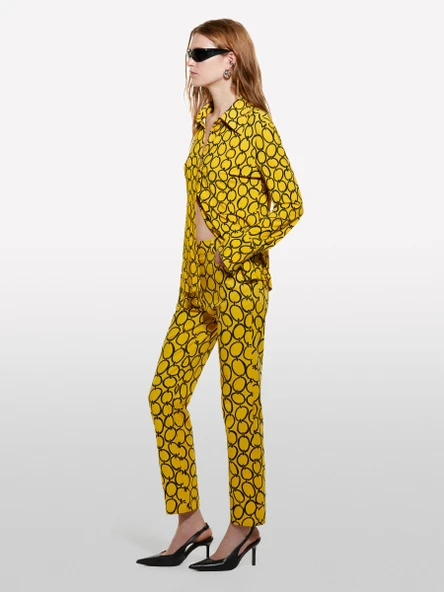 Sisley   Pamuk Karışımlı 5 Cepli Baskılı Slim Fit Bilek Boy Pantolon Kadın Hardal Sarısı Mix Pantolon - 324A4ZJSLE03S ürün görseli 1