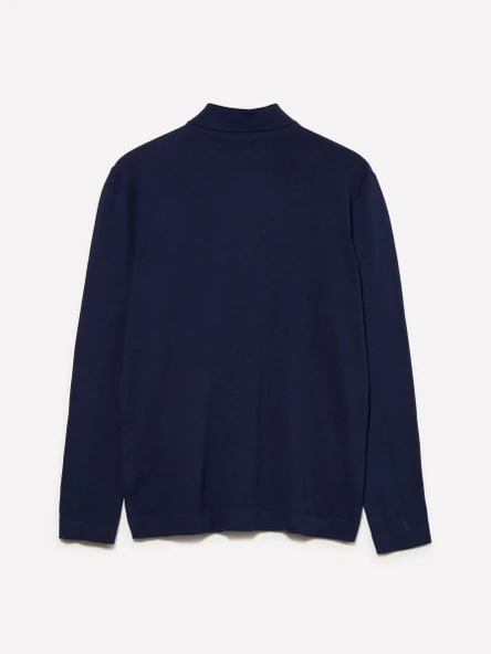 Sisley   %100 Pamuk Polo Yaka Kazak Erkek Lacivert Kazak - 325A1028S300P ürün görseli 1