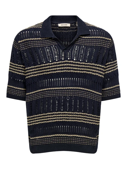Only & Sons   ONSKARLOS RLX SS RESORT POLO KNIT Erkek Mavi Kazak - 22033570 ürün görseli 1