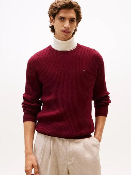 Tommy Hilfiger   PIMA CTN CASH STRUCTURE CREW Erkek Mor Kazak - MW0MW40449 ürün görseli 1