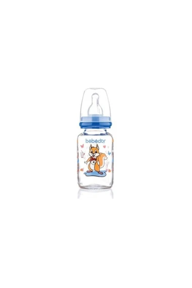 Bebedor Desenli Cam Biberon Sincap Dar Ağız 125ml 0ay 30302 ürün görseli 1