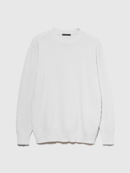 Sisley   %100 Pamuk Dokulu Bisiklet Yaka Kazak Erkek Gri Kazak - 324P1098S1033 ürün görseli 1