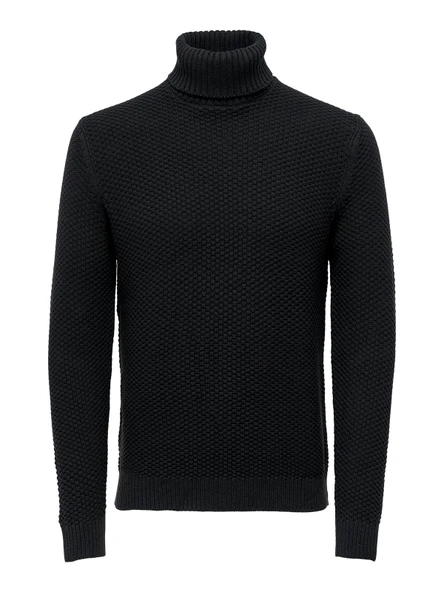 Only & Sons   Onstuck 7 Roll Neck Knit Erkek Siyah Kazak - 22022595 ürün görseli 1
