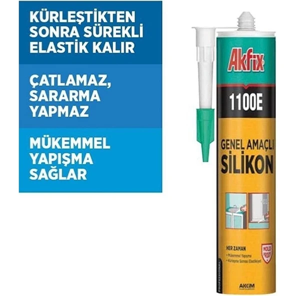 Akfix 1100E Şeffaf Silikon 280 gr - Resim 2