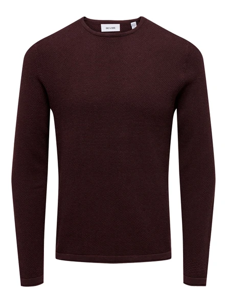 Only & Sons   ONSPANTER REG 12 STRUC CREW KNIT NOOS Erkek Kahverengi Kazak - 22016980 ürün görseli 1