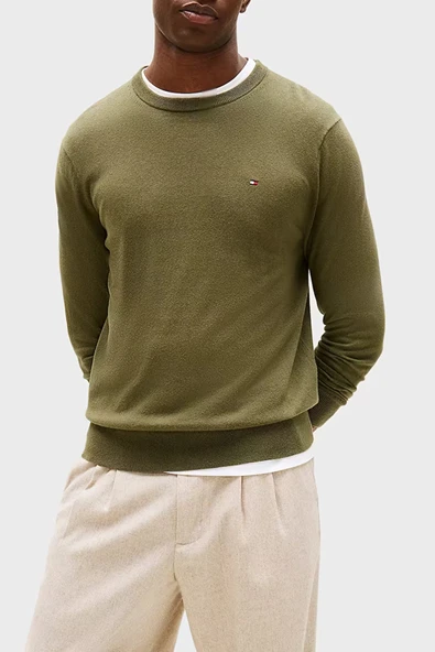 Tommy Hilfiger   PIMA ORG CTN CASHMERE CREW NECK Erkek Yeşil Kazak - MW0MW28046 ürün görseli 1