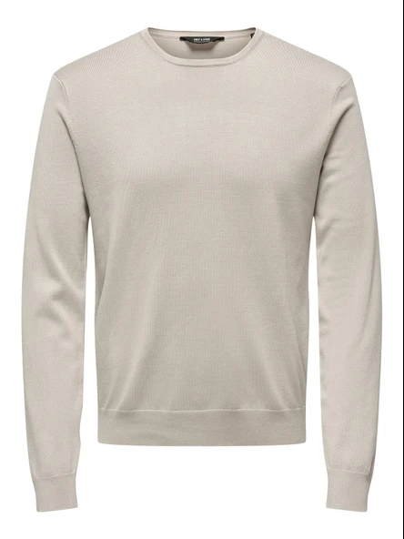 Only & Sons   ONSWYLER LIFE REG 14 LS CREW KNIT NOOS Erkek Bej Kazak - 22020088 ürün görseli 1