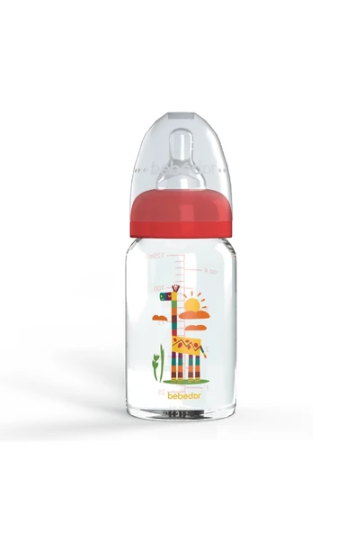Bebedor Desenli Cam Biberon Zürafa Dar Ağız 125ml 0ay 30302 ürün görseli 1