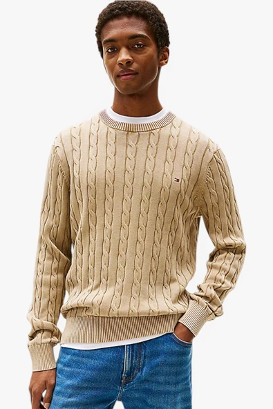 Tommy Hilfiger   CLASSIC CABLE GMD C NK Erkek Yeşil Kazak - MW0MW39524 ürün görseli 1