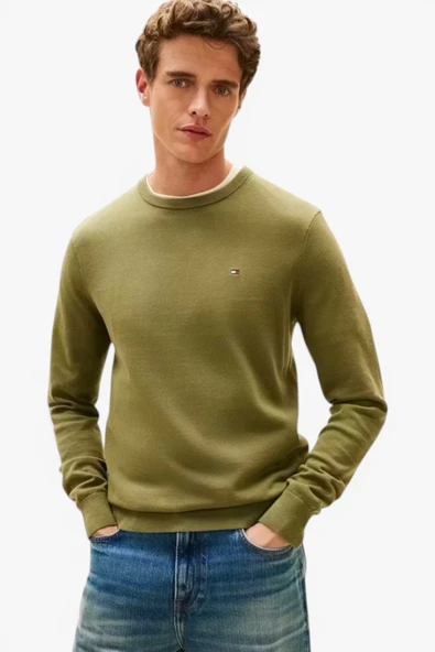 Tommy Hilfiger   PIMA ORG CTN CASHMERE CREW NECK Erkek Yeşil Kazak - MW0MW28046 ürün görseli 1