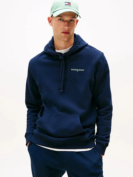 Tommy Hilfiger   TJM REG BLUR SCRPT BCK HOOD EXT Erkek Mavi Kazak - DM0DM22112 ürün görseli 1