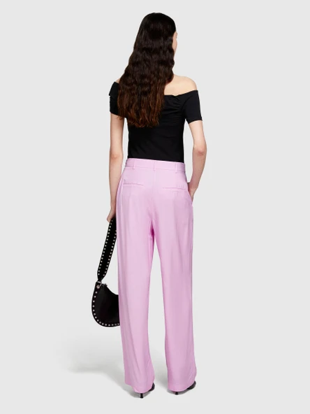 Sisley   %100 VİSKOZ ÖNÜ PİLELİ GENİŞ PAÇA PANTOLON Kadın Sarı Pantolon - 324P49NMLF057 ürün görseli 1