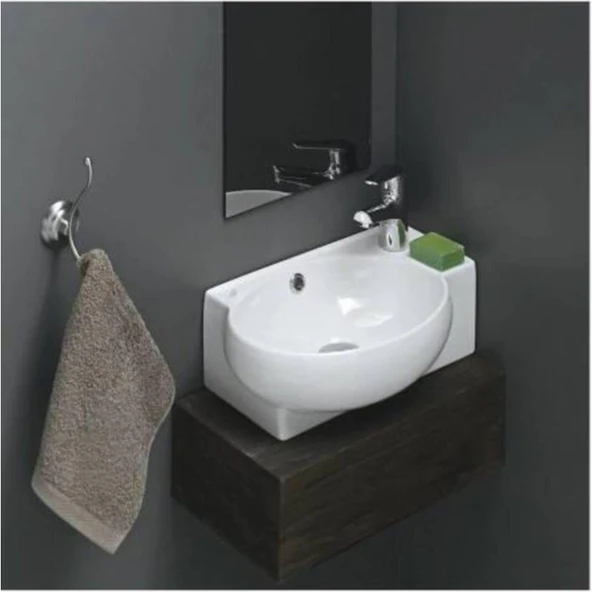 Turkuaz Seramik Turkuaz Cerastyle Banyo,karavan Mini Küçük Köşe Lavabo 28*45 cm St Trk ürün görseli 1
