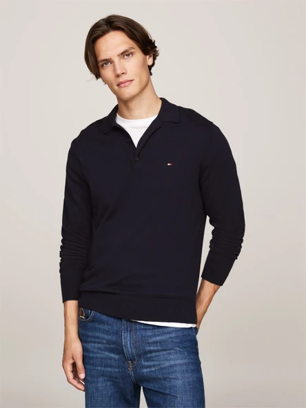 Tommy Hilfiger   PIMA ORG CTN CASHMERE LS POLO Erkek Mavi Kazak - MW0MW36519 ürün görseli 1