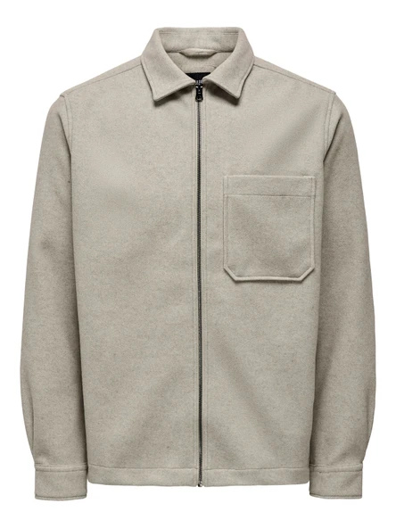 Only & Sons   ONSDAL OVR ZIP LS SHIRT Erkek Gri UK Gömlek - 22026312 ürün görseli 1