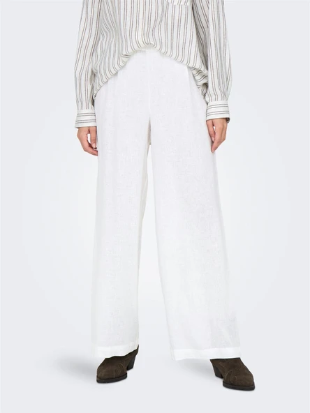 Only   ONLTOKYO HW LINEN BLEND PANT PNT NOOS Kadın Beyaz Pantolon - 15259590 ürün görseli 1