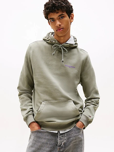 Tommy Hilfiger   TJM REG BLUR SCRPT BCK HOOD EXT Erkek Yeşil Kazak - DM0DM22112 ürün görseli 1