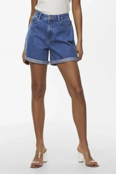 Only   ONLVEGA HW MOM DNM SHORTS NOOS Kadın Mavi Denim Şort - 15230571 ürün görseli 1