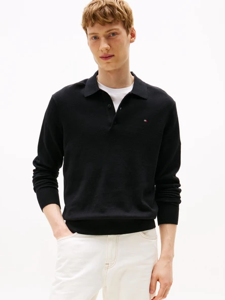 Tommy Hilfiger   TJM SLIM ESSENTIAL POLO SWEATER Erkek Siyah Kazak - DM0DM20304 ürün görseli 1
