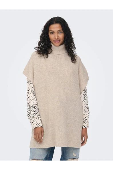 Only   Onlparıs Lıfe Loose Highn Wool Vest Knt Kadın Gri Kazak - 15268869 ürün görseli 1