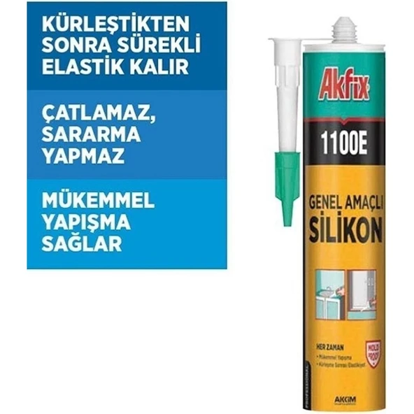 Akfix 1100E Şeffaf Silikon 280 gr ürün görseli 1