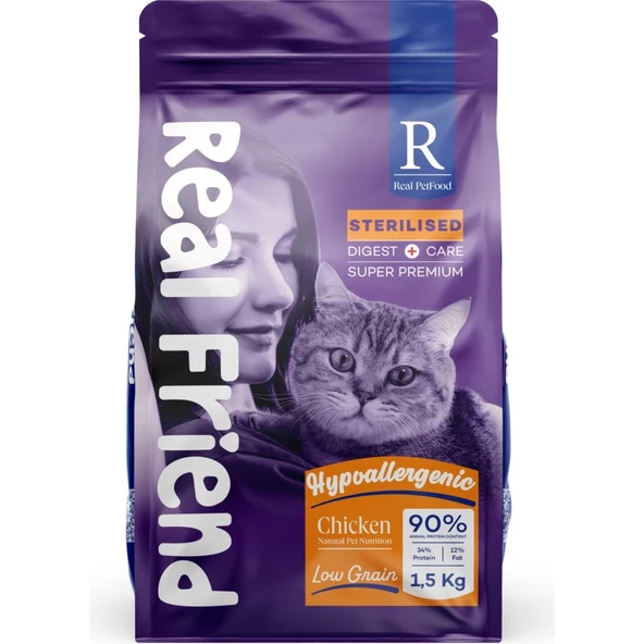 Real Friend Digest Care Hypoallergenic Sterilised Chicken 34/12 Kedi Maması 1,5 Kg ürün görseli 1