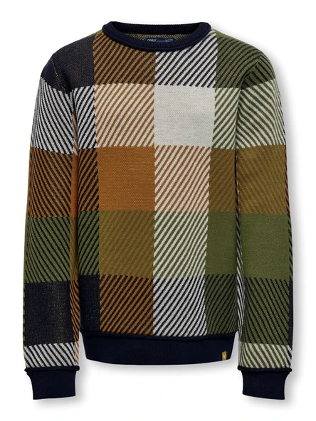 Only   KOBSAGE L/S CHECK CREW NECK KNT Kız Çocuk Çok Renkli Kazak - 15299062 ürün görseli 1