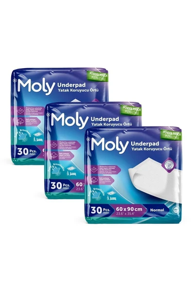 Moly Yatak Koruyucu Örtü 60x90 Cm 30'lu x3 Adet ürün görseli 1