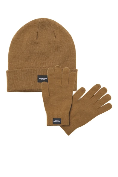 Jack & Jones   JACBEANIE & GLOVE KNIT GIFTBOX Erkek Kahverengi Hediye Seti - 12168383 ürün görseli 1