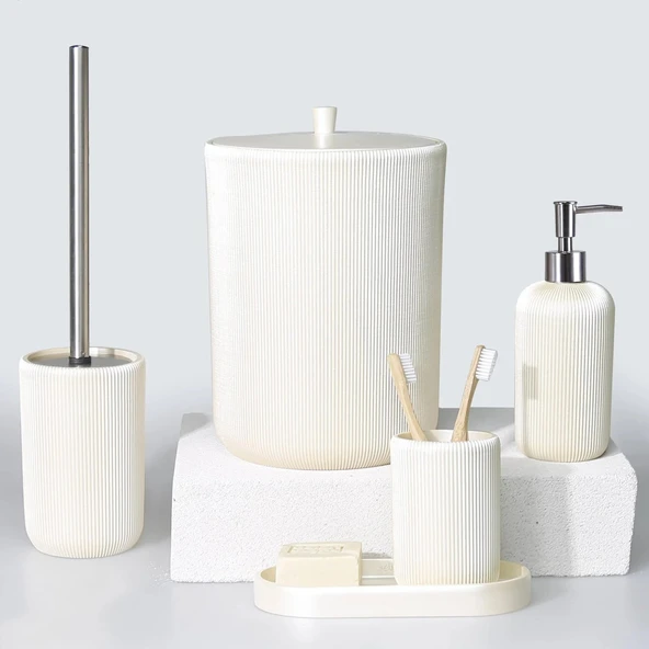 By Selim Lydia İnci 5 Parça Polyester Banyo Seti ürün görseli 1