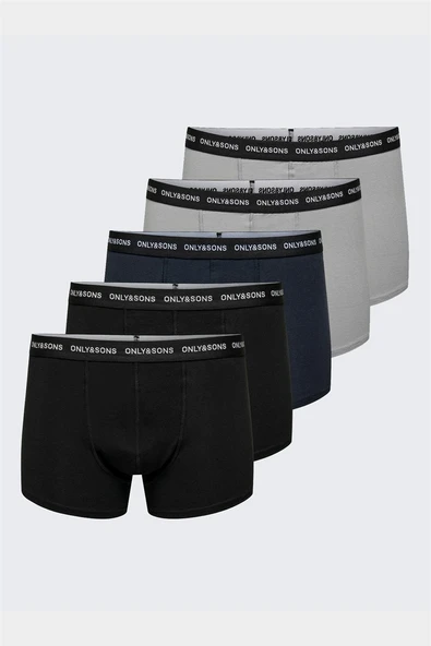 Only & Sons   Onskasper Color Trunks 5-Pack Erkek Siyah 5'li Boxer - 22024536 ürün görseli 1