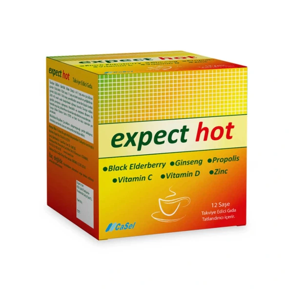 Expect Hot Kara Mürver & Propolis 12 Saşe - C Vitamini ve Çinko İlaveli (Sıcak İçim) ürün görseli 1