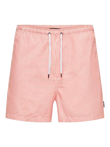 Only & Sons   ONSTED STRIPE SEERSUCKER SWIM NOOS Erkek Kırmızı Deniz Şortu - 22021841 ürün görseli 1