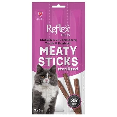Reflex Tavuk Ve Kızılcıklı Kısırlaştırılmış Kedi Ödül Çubuğu 5 Gr 3 Adet ürün görseli 1