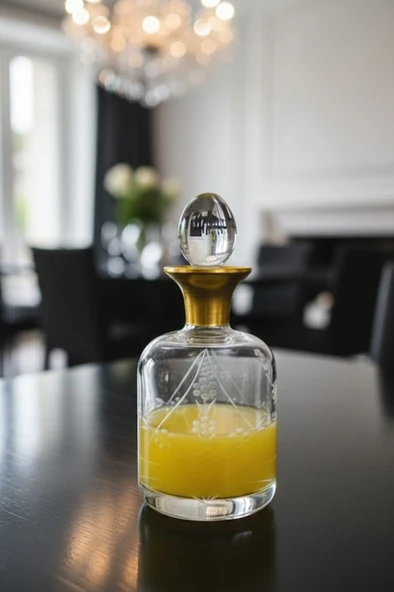 Cam Yaldızlı El İmalatı 1 Litre Su Viski Şişesi Başucu Sürahisi m14 ürün görseli 1