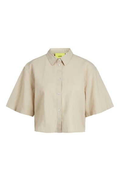 JJXX   JXLULU  SS CROPPED LINEN BLEND SHIRT WVN Kadın Bej KK Gömlek - 12231335 ürün görseli 1