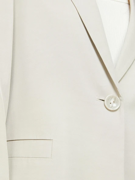 Sisley   %100 Viskoz Cebi Biyeli Tek Düğmeli Saten Blazer Ceket Kadın Gri Ceket - 324P29NMLW023 ürün görseli 1