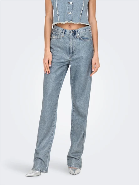 Only   ONLHOLLYWOOD-RILEY CRYS HW S RED DNM CRO Kadın Light Blue Denim Denim Pantolon - 15341019 ürün görseli 1