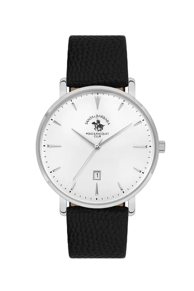 SANTA BARBARA POLO CLUB SB.8.10006-1 İNCE SLİM KASA SİYAH DERİ KORDON ERKEK KOL SAATİ ürün görseli 1